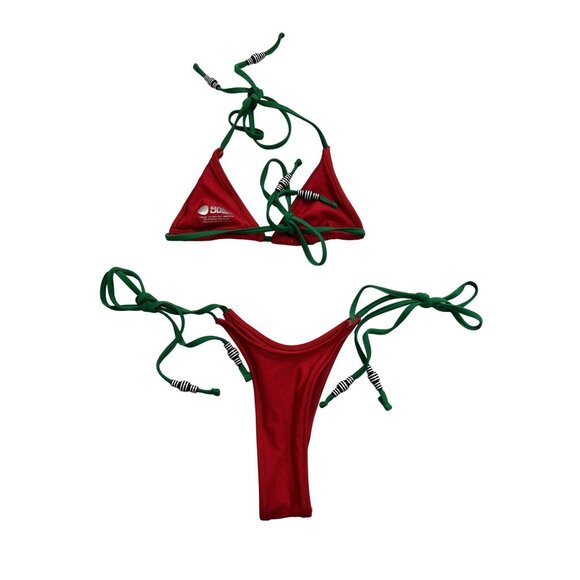 Goldie Lou Triangle Top & Bea Skimpy Bottoms Bikini Set in Red - Picture 3 of 4